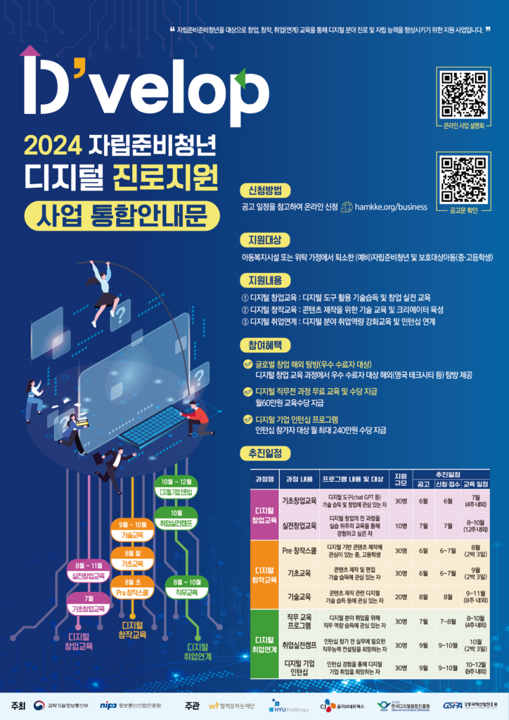 2024년 자립준비청년 디지털 진로지원 사업 안내 포스터